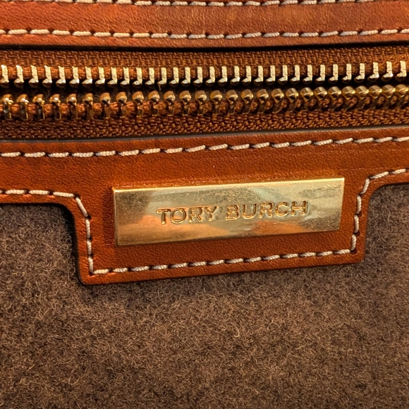 Tory Burch Gray Wool/Felt And Tan Leather Ella Tote Bag - Picture 6 of 8